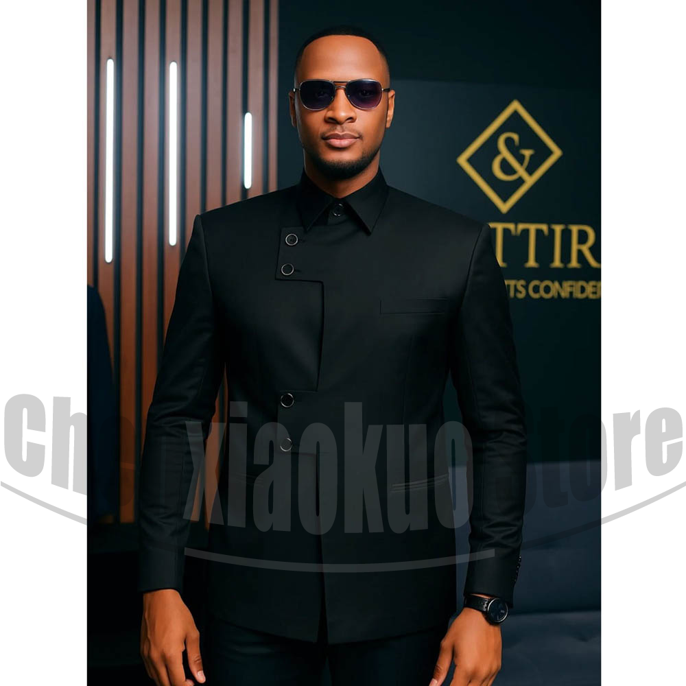Men Formal Wear Modern - Moderner Herrenanzug mit Stehkragen, 2-teilig, Asymmetrische