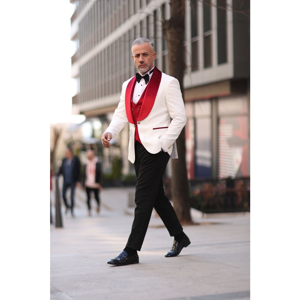 Rot Weiß Herren Hochzeit Smoki – Men Formal Wear Modern Bewertung und Preis