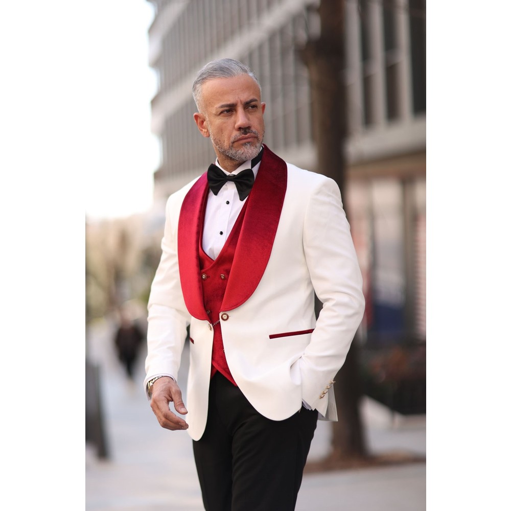Rot Weiß Herren Hochzeit Smoki – Men Formal Wear Modern Bewertung und Preis