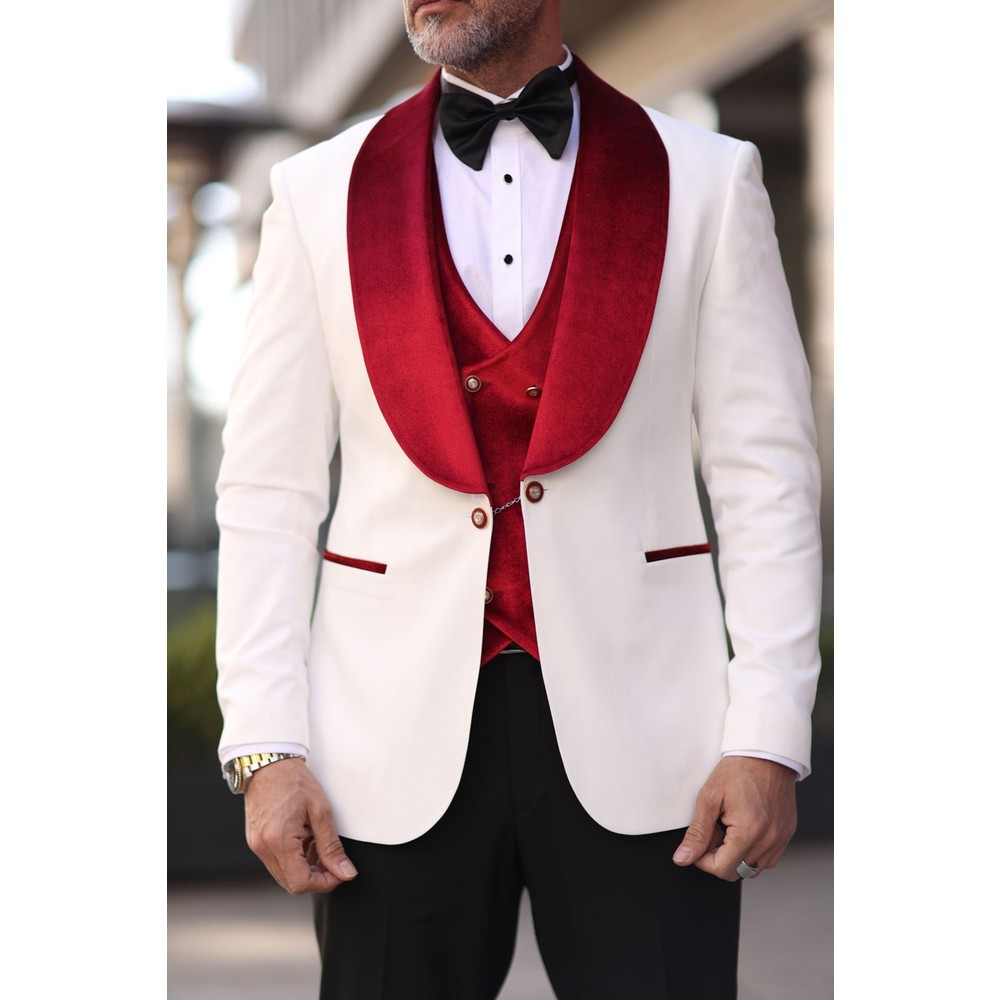 Rot Weiß Herren Hochzeit Smoki – Men Formal Wear Modern Bewertung und Preis